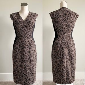 Hugo Boss Dalana Short Sleeve Work Career Sheath Dress Black Tan Size 4